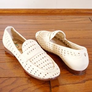 NWOT Sam Edelman Leora White Woven Leather Loafers